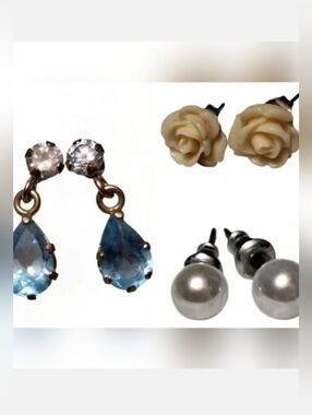 3 Pairs of Elegant Small Post Earrings